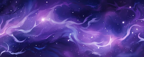 Purple magic starry night. Seamless vector pattern with stars texture marble - obrazy, fototapety, plakaty