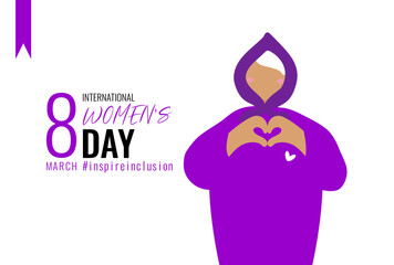 Bright vector illustration: happy woman in InspireInclusion movement style, embodying joy and unity in honor of International Women's Day