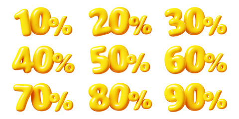 Balloon number with percent sign for sale concept. 3d render illustration © Yuliia Osadcha