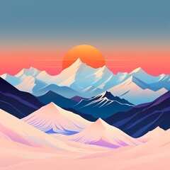 sunset in mountains