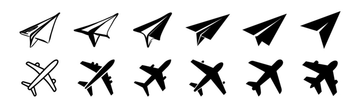 Airplane icon vector. Plane symbol or logo. Flight transport symbol. Travel illustration