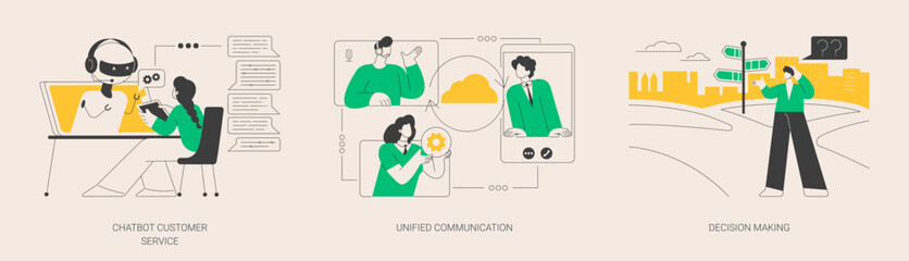 Enterprise communication abstract concept vector illustrations.