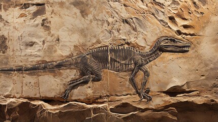 Fototapeta premium Coelophysis dinosaur fossil in stone
