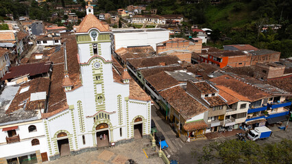Salgar, Antioquia - Colombia. December 26, 2023. The Church of San Juan Evangelist, is a Colombian...