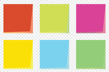 Fototapeta na wymiar Multicolor post it notes isolated on transparent background. Colored sticky note set. Vector realistic illustration. eps file 4.