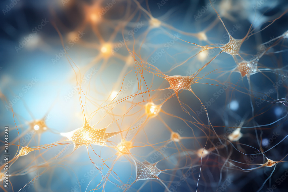 Poster neural connectivity and brain function, a blend of abstract geometry and cybernetic design.