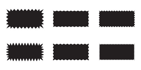 Zigzag Edge Rectangle Shapes Icon collection. Set of Wavy edge rectangle shapes and icon on white background. - obrazy, fototapety, plakaty