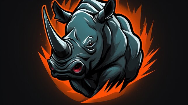 Rhino mascot logo background AI generated image