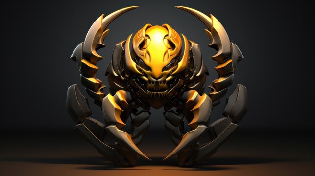 3d gold scorpion mascot logo background AI generated image