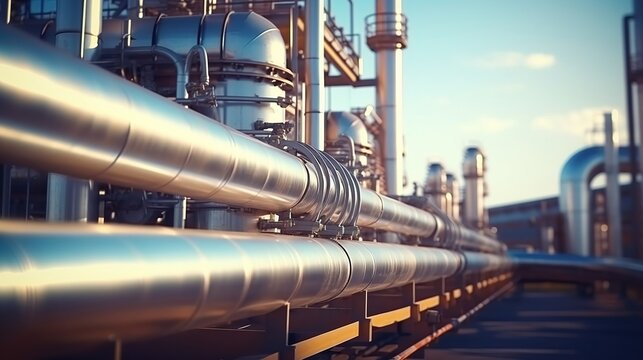 Gas pipes for the oil industry. a clean pipeline for renewable energy production. pipeline for gas or oil, pure hydrogen gas for the production of environmentally friendly electricity.