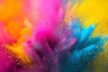 A burst of vivid Holi colors creating a vibrant explosion - obrazy, fototapety, plakaty