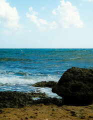 Rocks on Mediterranean sea coast. Cyprus Island.