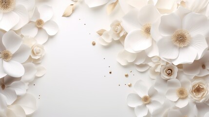 Bunch of white flowers on a white background