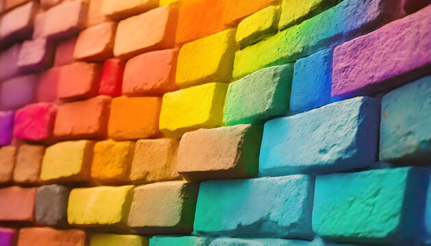 regenbogen, wand, close up, y2k, hintergrund, textur, neon, vibrant, kreide, backsteine, modern, neu, muster, copy space, niemand, bunt, pastell, girly, 