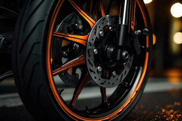 Photo sur Plexiglas Moto Sports motorcycle wheel close up