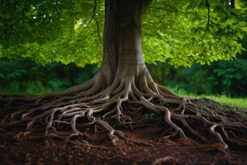 Wandcirkels tuinposter Tree with roots © thejokercze