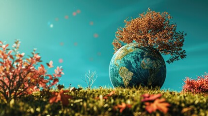 Obraz na płótnie Canvas planet earth surrounded by trees generative ai