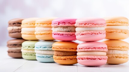 Obraz premium a plate filled with delectable chocolate macarons in a minimalist modern style setting.