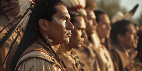 native american men watching a ceremony