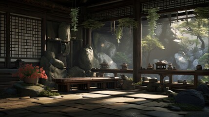 View of the town. AI generated art illustration.