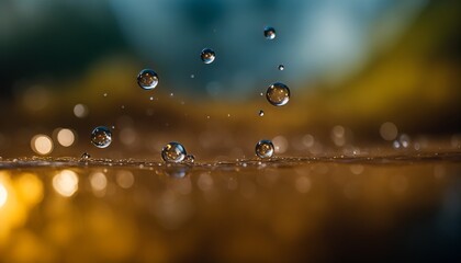 water drop blurry, depth of field,