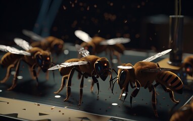 Robot bees fly out of the hive, collect honey 