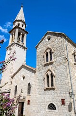 Fototapeta na wymiar The Church of Sveti Ivan (English: St. John) in the Old Town of Budva, Montenegro