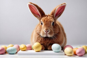 ginger easter bunny and easter eggs