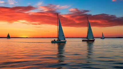Sailboats gracefully gliding on the water