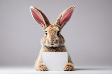 easter bunny with greeting white card