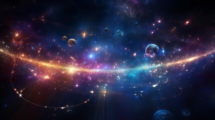 Image of a space scene with planets and stars - obrazy, fototapety, plakaty