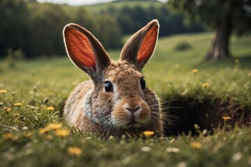 Naklejka na ściany i meble rabbit in a field, wildlife