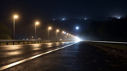 Fototapeta premium City street illuminated by street lights at night