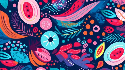 Fototapeta premium Joyful Christmas pattern, joyful colors, shapes