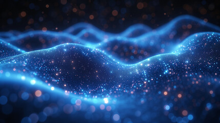 Abstract Digital Wave: Dynamic Interplay of Dots and Weave Lines. Generative AI.