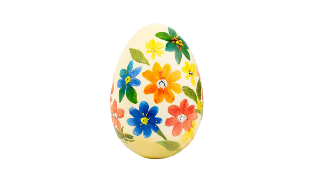 Easter eggs with flowers. Isolated on a transparent background.