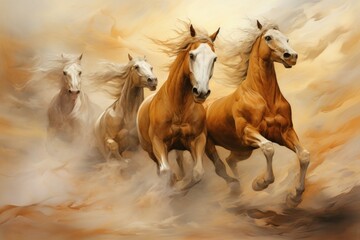 Fototapeta na wymiar Whirling sandstorm horsemen, riding on gusts of wind with unrivaled speed - Generative AI