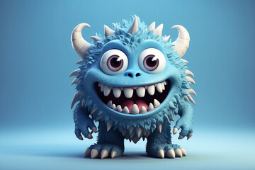 horned monster on a light blue background