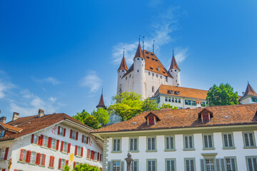 Thun castle in the town of Thun, Switzerland, amazing historic cityscape