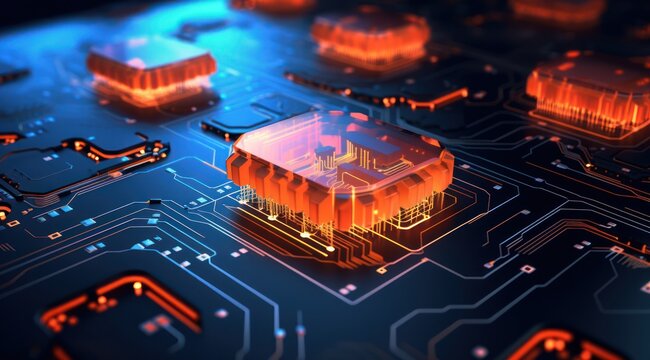 Circuits imprim&eacute;s, informatique et ordinateur, concept de super ordinateur