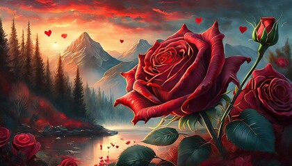 a love background with a red rose valentine s day romantic theme