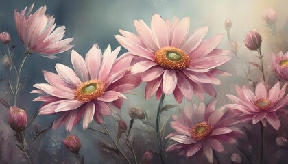 romantic pink daisies in muted tones