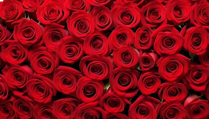 Frontview of a multitude of red roses background 