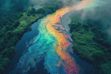 oil leaking into the river