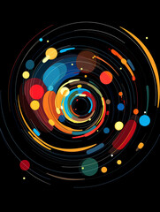 T-shirt design, a series of concentric circles of various colors, radiating outwards like a ripple in a pond created with Generative Ai