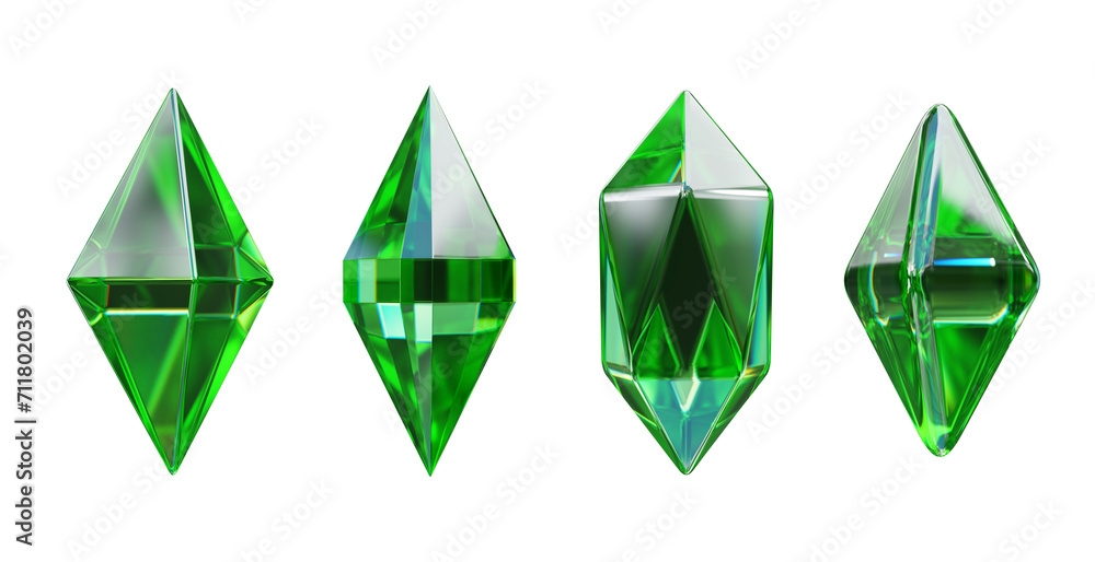 Poster crystal geometry shape set isolated background 3d rendering