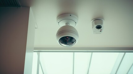 CCTV security camera in office building background