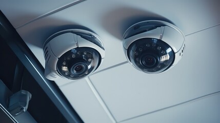 CCTV security camera in office building background