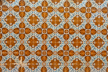 Traditional ceramic ornate portuguese decorative tiles azulejos