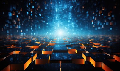 Obraz premium Vibrant and inspiring digital entrepreneurship background that combines technology with a sense of freedom and innovation. Abstract networks, data streams, and innovative technology solutions.